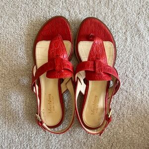 Max Mara Red Croc Thong Sandals Size 39